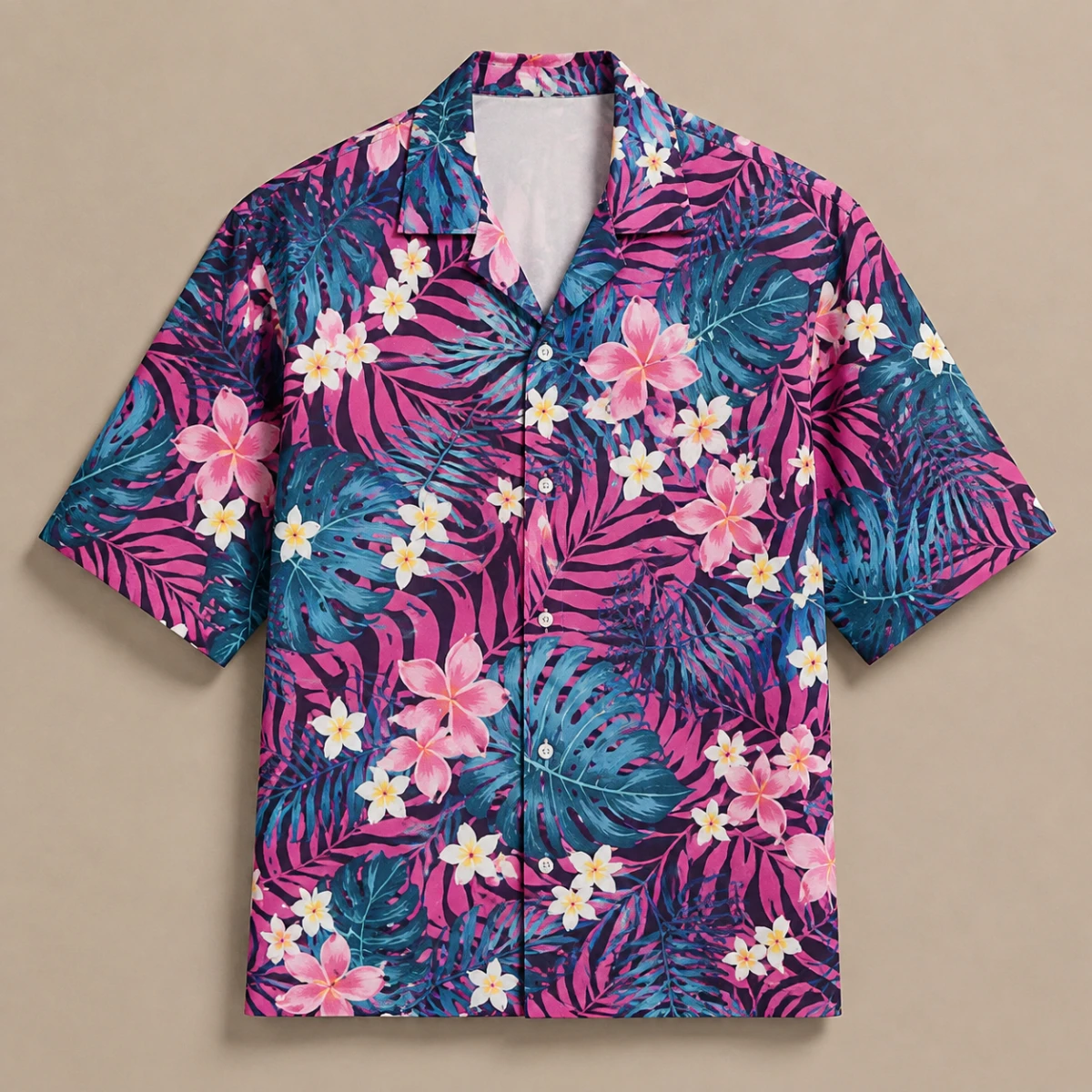 Personalized Custom Photo Hawaiian Shirt Plumeria Floral Tropical Summer Gift