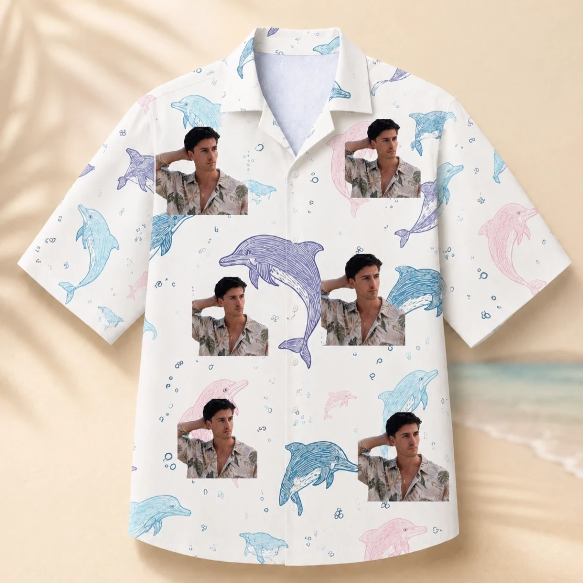 Dolphin Ocean Hawaiian Shirt - Custom Portrait Beach Hawaiian Shirt