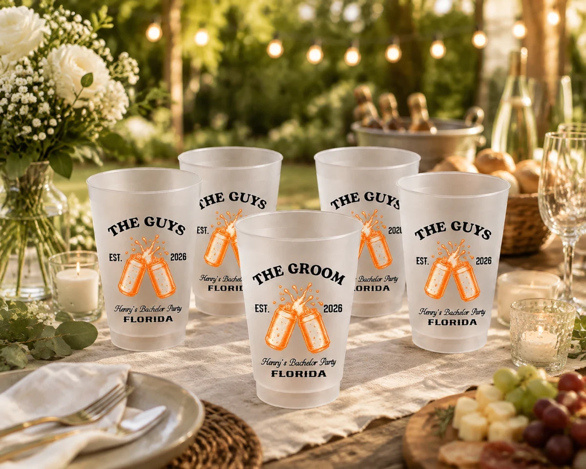 The Groom & The Guys Frosted Cups, Bachelor Party Frosted Cups, Groom Squad Drink Sleeve, Custom Bachelor Party Favor