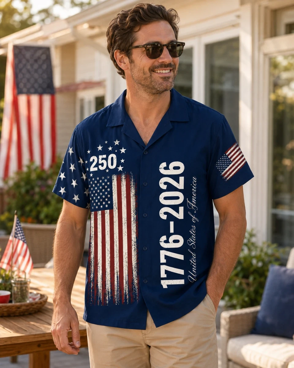 250 Years We The People Hawaiian Shirt 1776-2026, Patriotic Usa Flag Aop Hawaii Shirt, 4th Of July Gift, Adult
