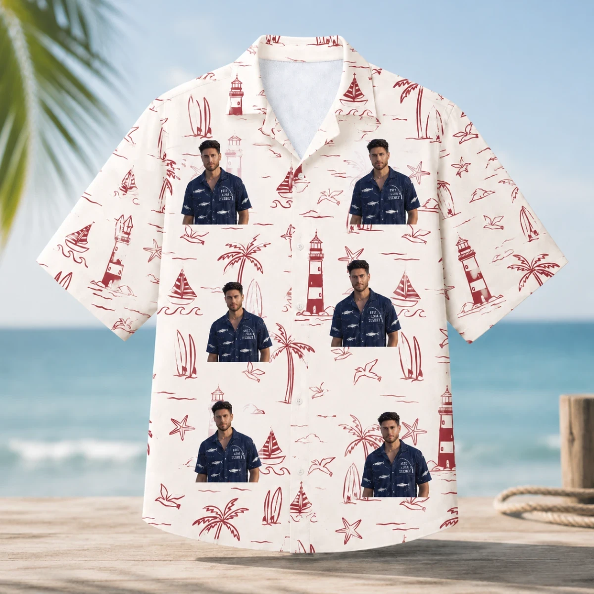 Nautical Coastal Hawaiian Shirt - Personalized Portrait Hawaiian Shirt
