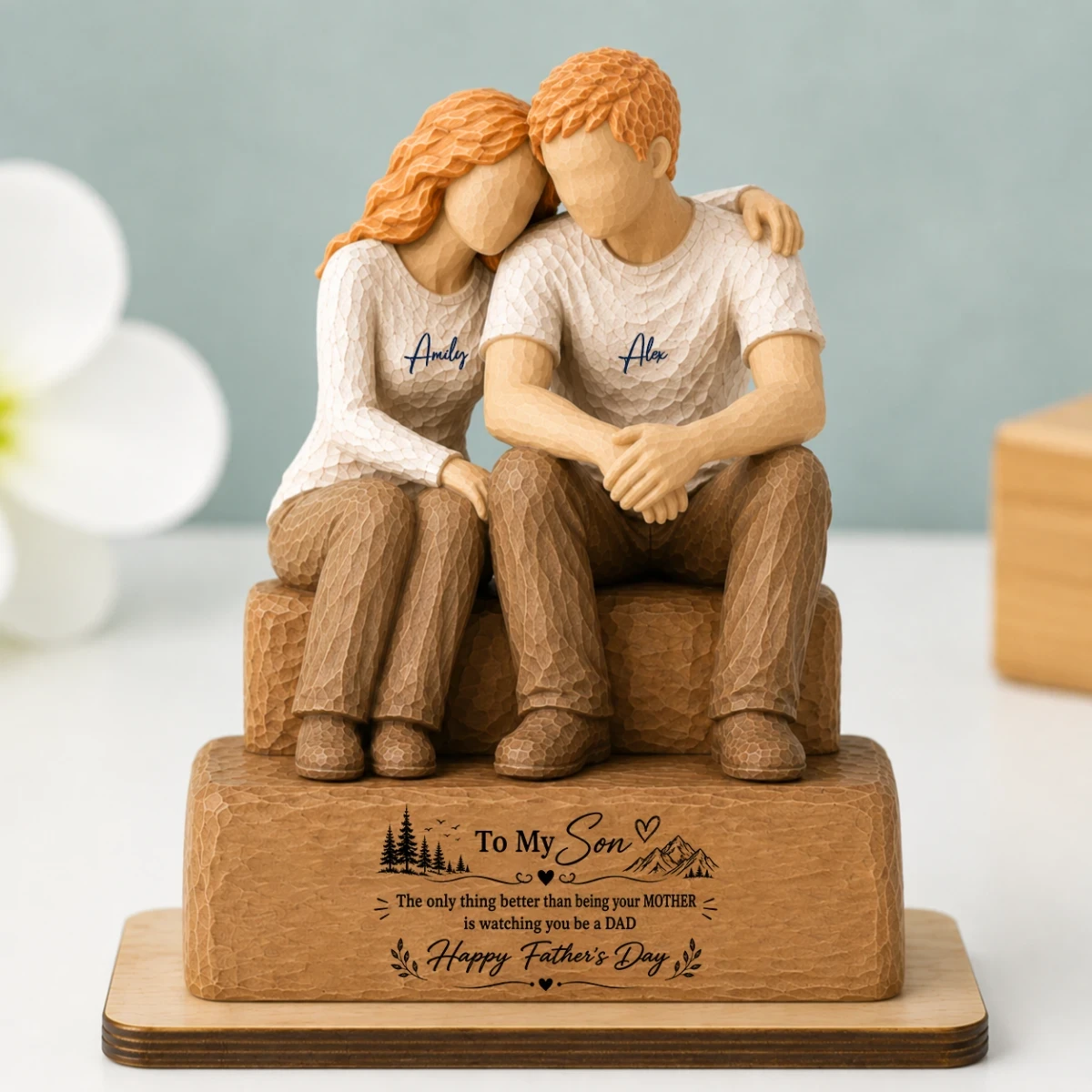 To My Son Watching You Be A Dad From Mom 2-Layer Wooden Plaque, Unique Heartfelt Gift For Son