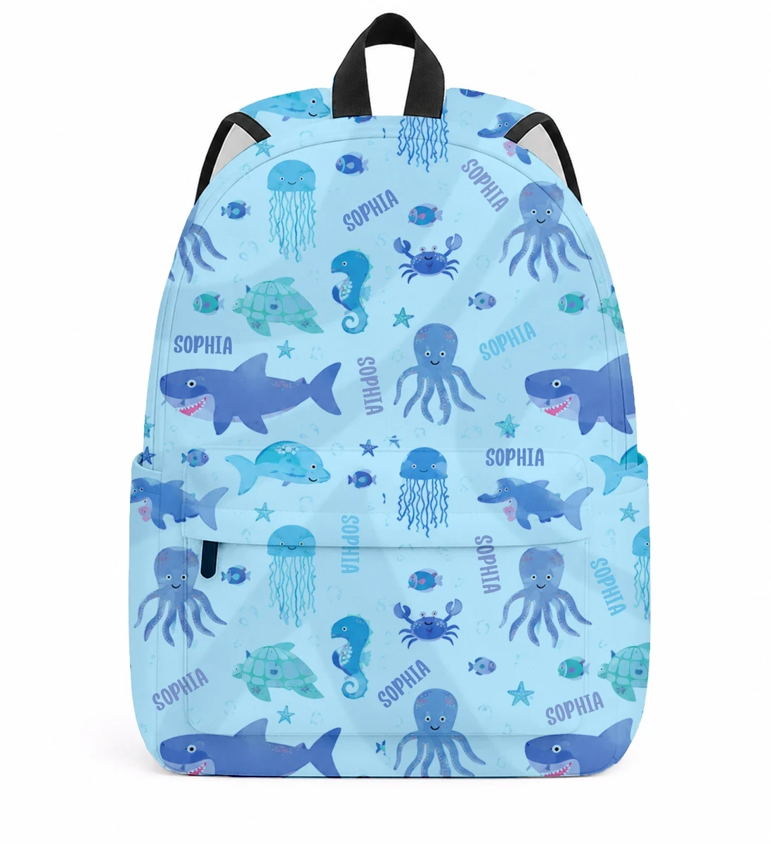 Custom Name Colorful Sea Life Backpack - Personalized Kids School Bag
