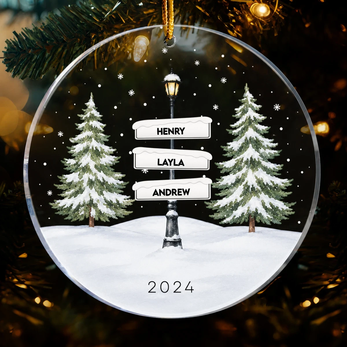 Vintage Family Lamp Post Signs - Personalized Acrylic Ornament
