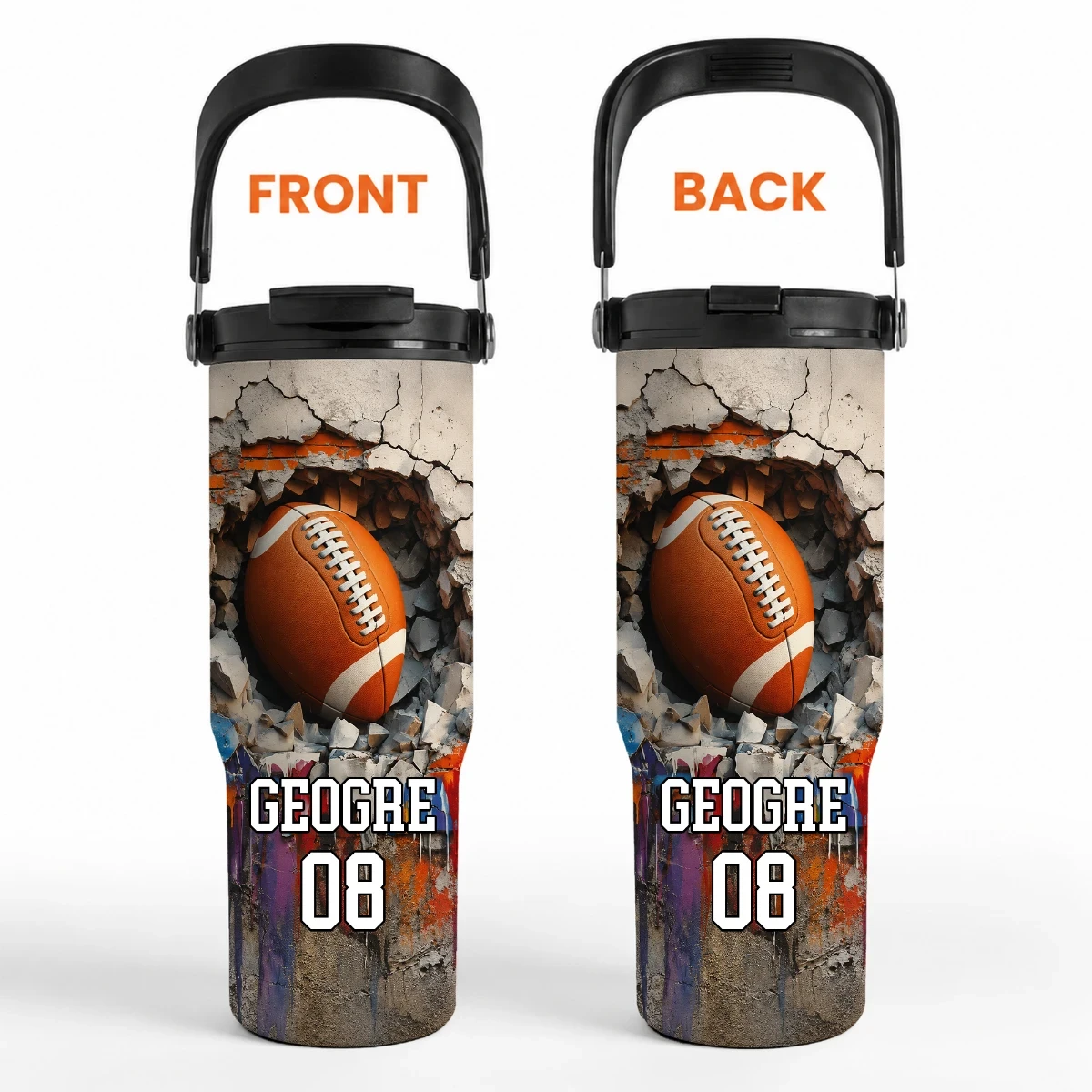 Sport Gifts For Son, Daughter Player - Basketball, Baseball, Football - Personalized 30oz Tumbler With Handle