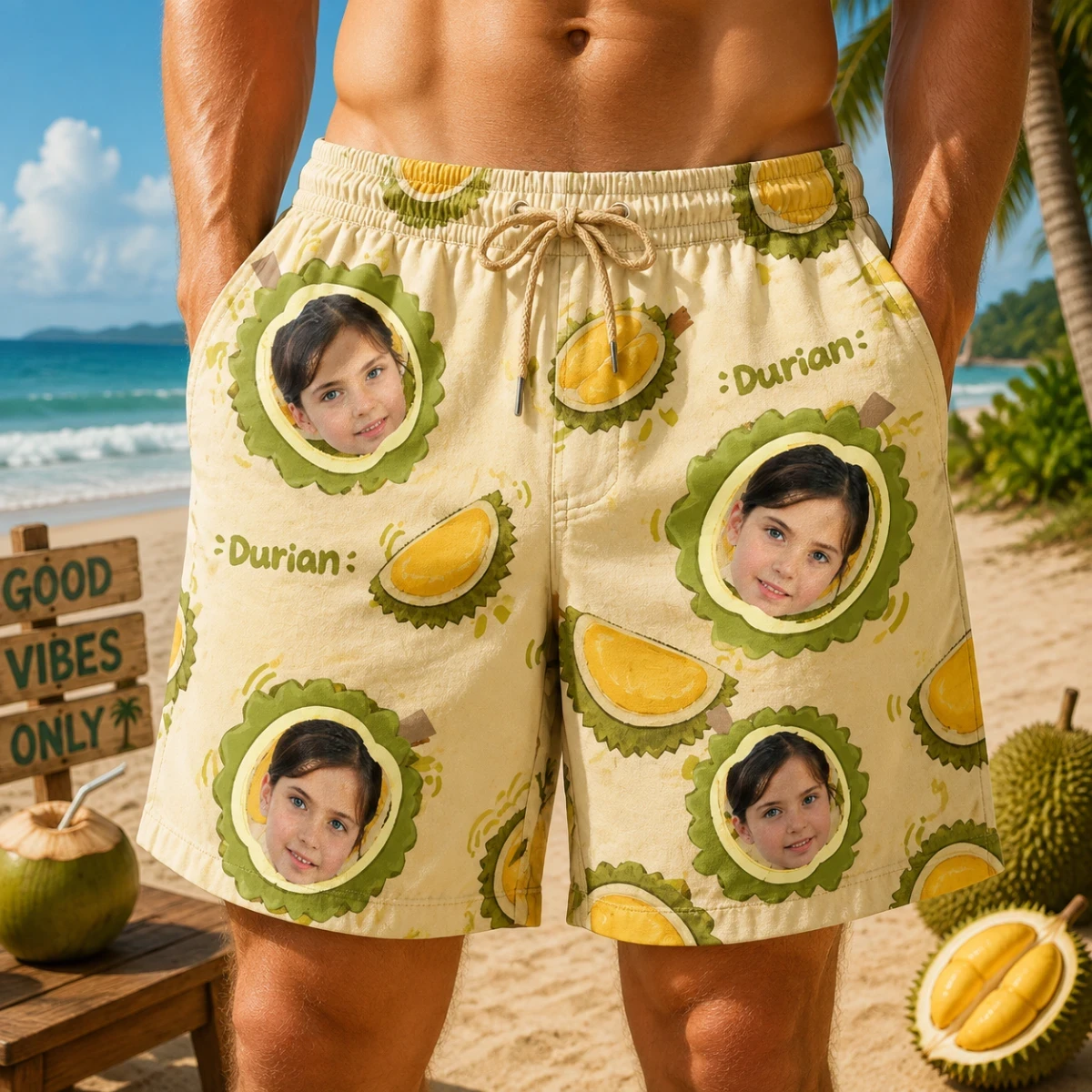 Personalized "Durian Lover" Swim Shorts