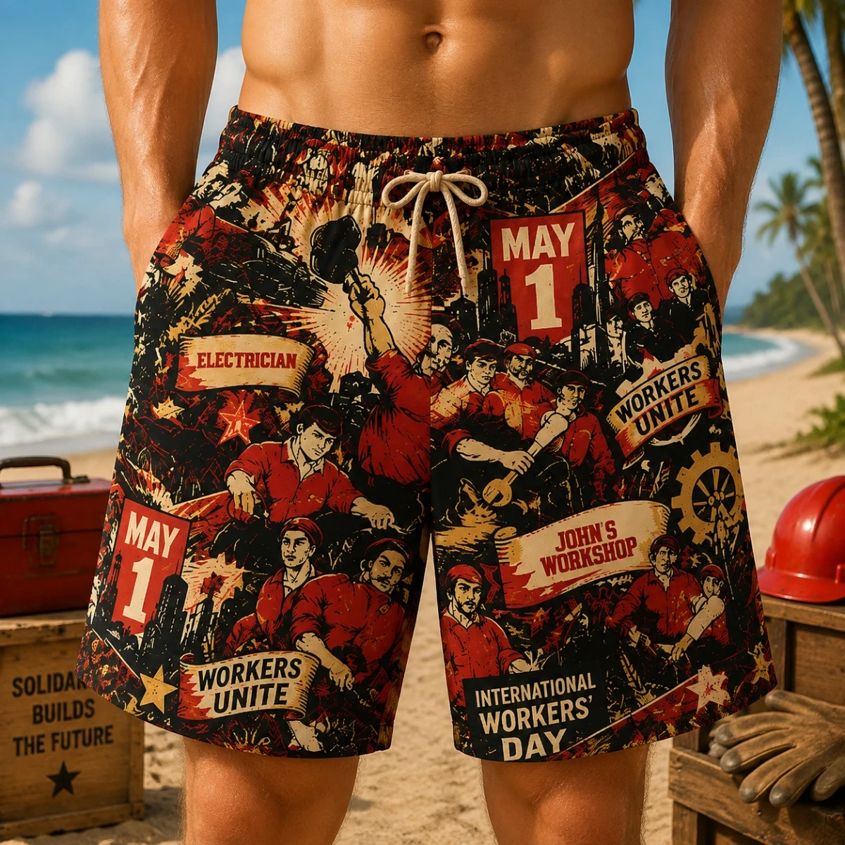 "Workers Unite - May 1" Vintage Swim Shorts