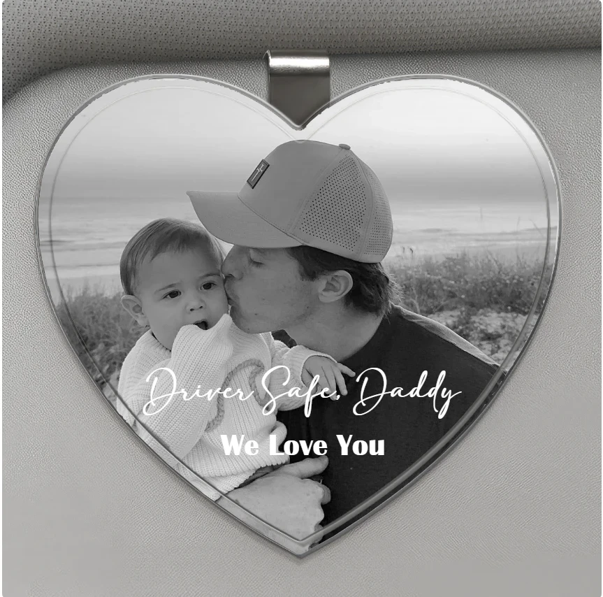 Custom Photo Drive Safe We Love You Lovely Family - Personalized Custom Shaped Acrylic Car Visor Clip