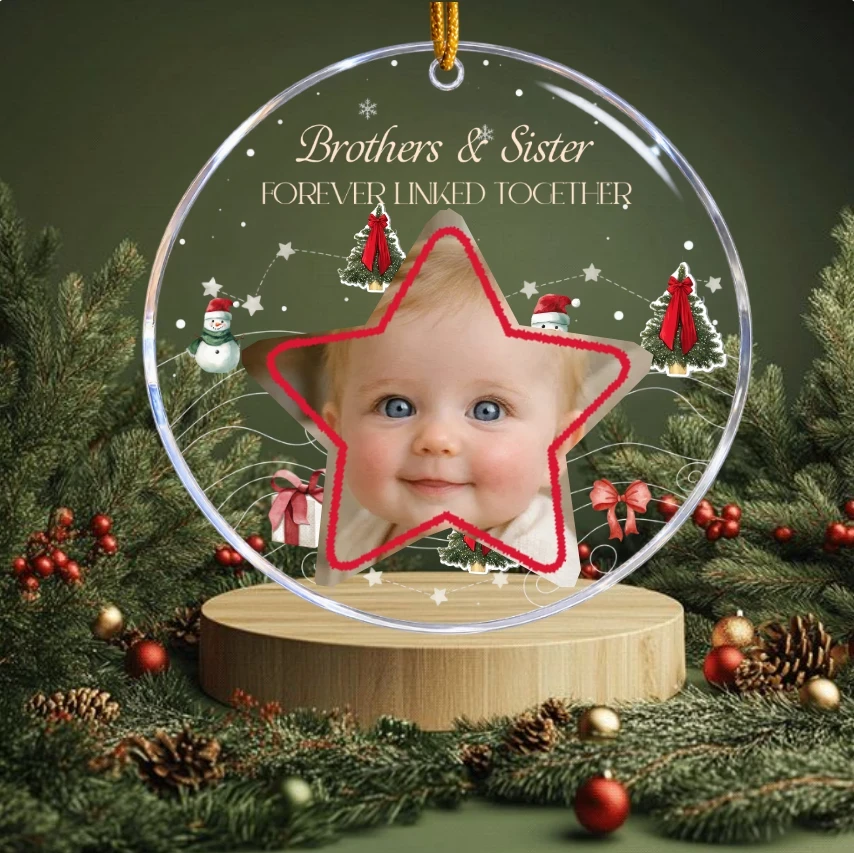 Brothers & Sisters Forever Linked Together Scrabble 2026 Christmas Ornament - Personalized Acrylic Ornament