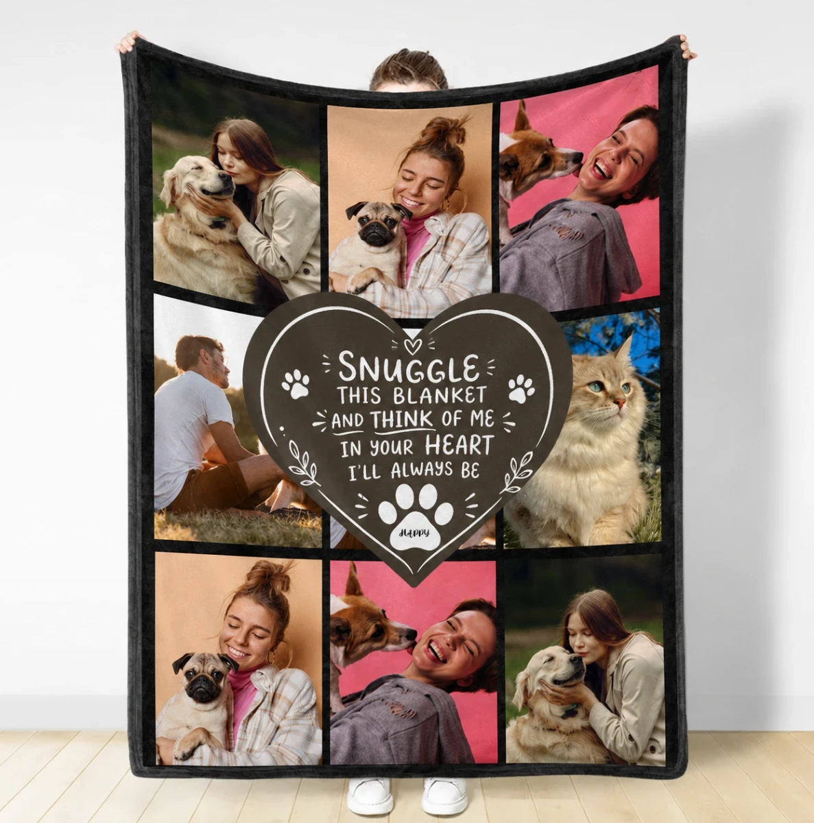 Custom Photo Snuggle This Blanket And Think Of Me - Personalized Fleece Blanket, Sherpa Blanket