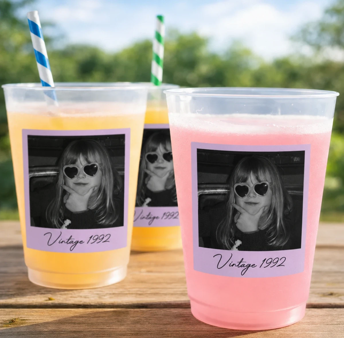 Custom Photo Vintage Photo Birthday Party - Personalized Frosted Cups