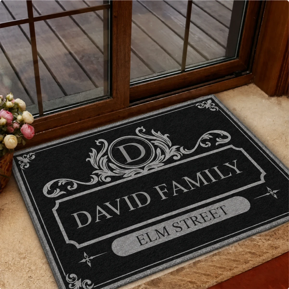 Family Monogram With Address Vintage Decor - Personalized Doormat