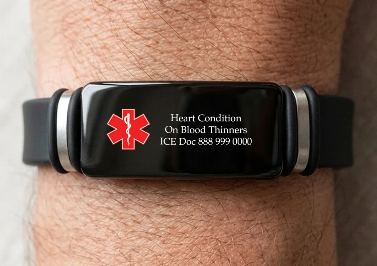 Emergency Medical Alert Band - Personalized Wristband Bracelet