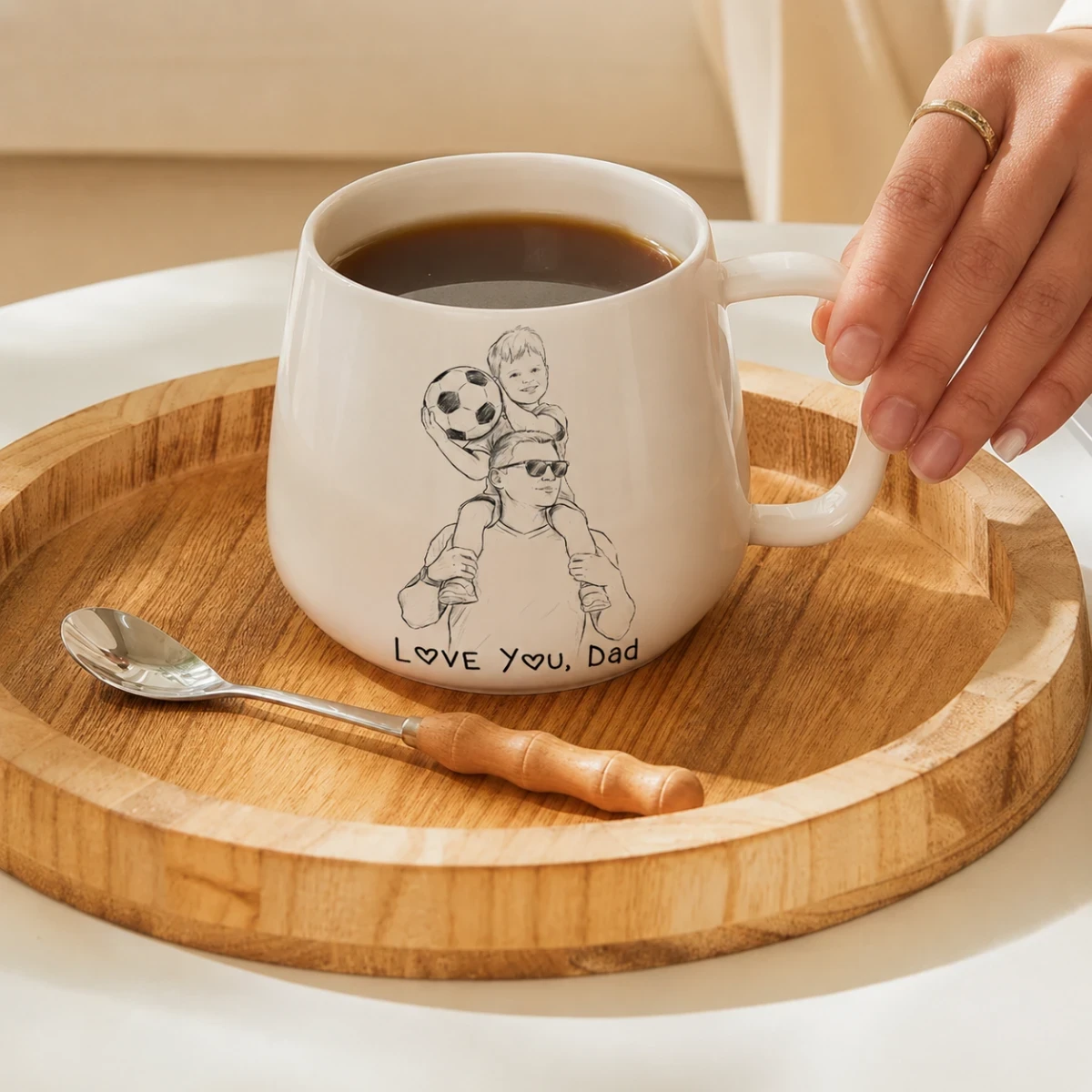Custom Photo Pencil Sketch Best Dad Ever Dad Family Gift - Personalized Tapered Mug