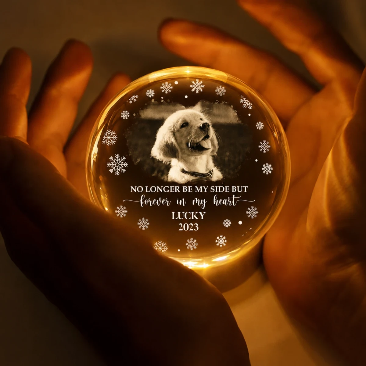 Custom Photo Forever Loved Memorial Dog Cat - Personalized Crystal Globe Lamp