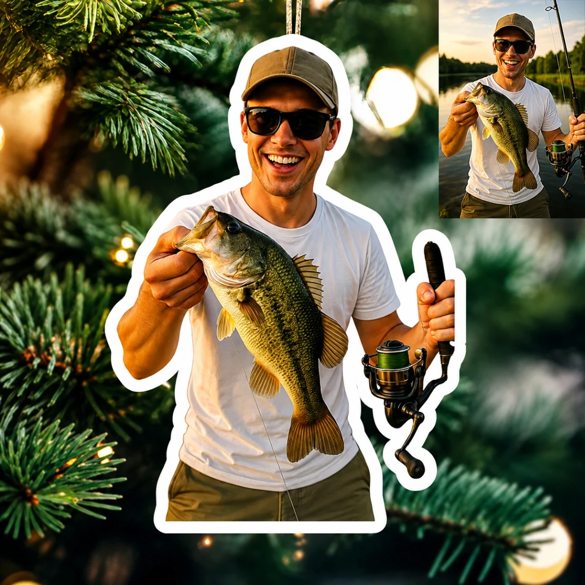 Gift For Fishing Lovers - Personalized Fishing Photo Ornament