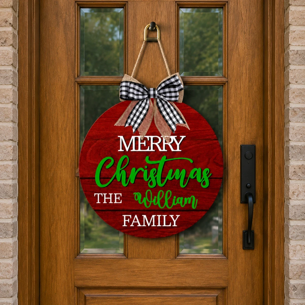 Custom Family Christmas Door Sign, Personalized Last Name Door Hanger, Rustic Holiday Front Door Decor, Christmas Gift For Family, Personalized Home Sign