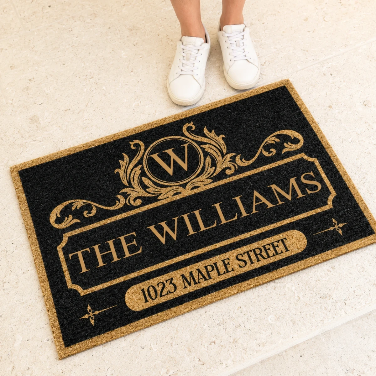 Custom Family Name Door Mat, Personalized Address Welcome Mat, Christmas Front Door Decor, Housewarming Gift, Custom Home Entryway Mat