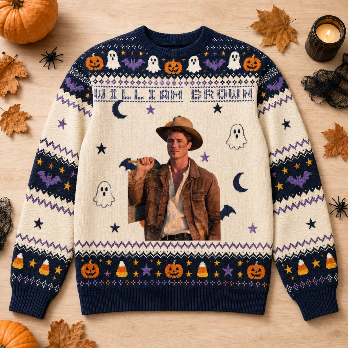 Personalized Pumpkin Ghost Sweatshirt - Custom Name And Face Halloween Sweatshirt