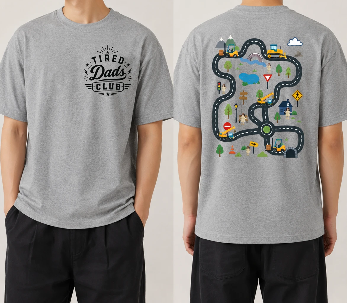 Tired Dads Club Construction Car Track Massage Funny Father Day Gifts For Dad - Personalized Shirt