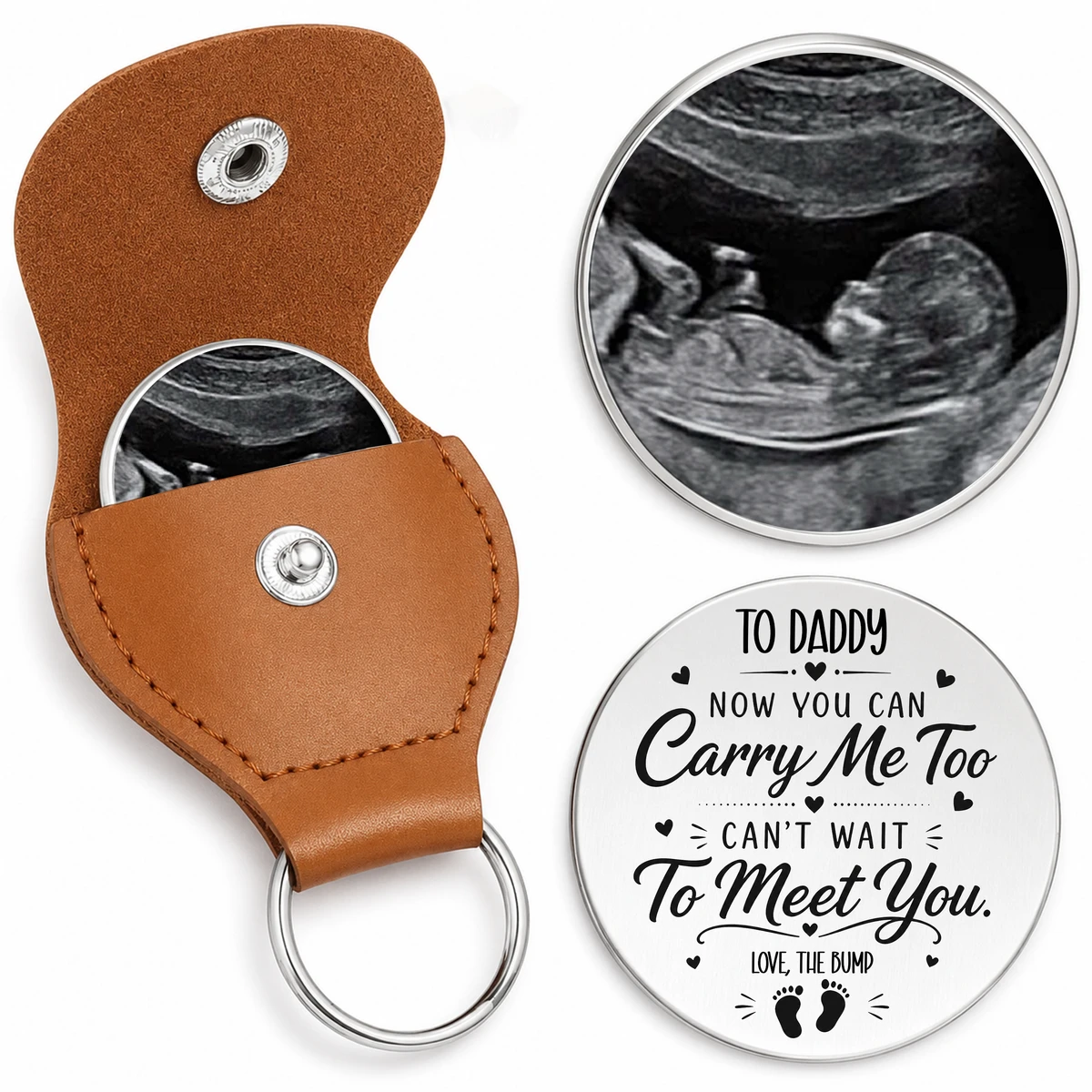 Custom Photo Pocket Hug - Personalized Baby Shower, Gender Reveal Gifts For New Dads, Husband, Son - Promoted To Dad Soon
