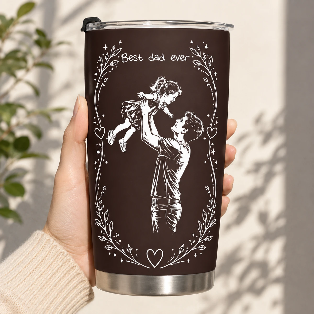Custom Photo Sketch Art Father'S Day Gift For Dad, Husband, Grandpa - Personalized Tumbler Cup