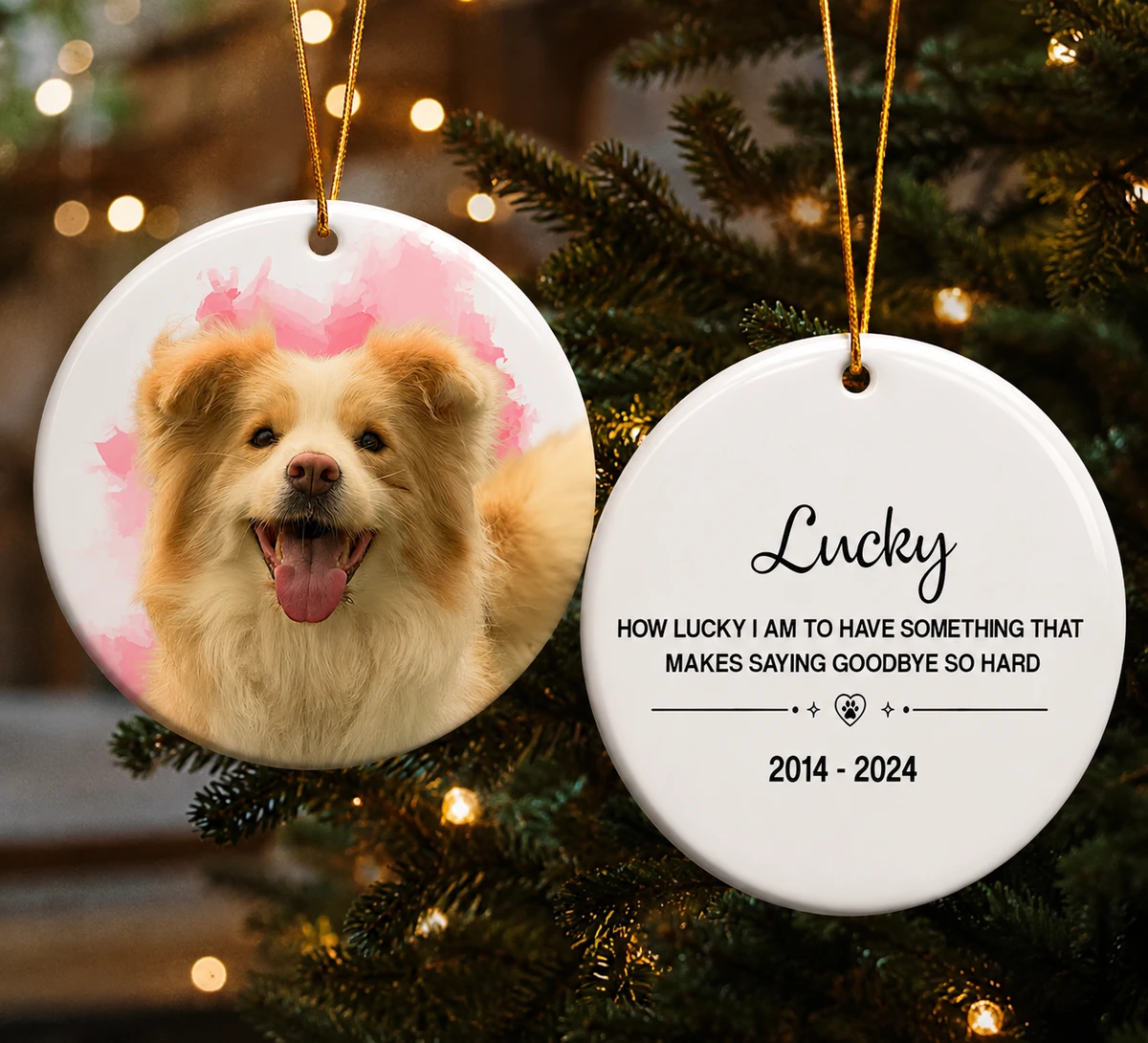 Pet Loss Custom Photo - Personalized Ceramic Photo Ornament
