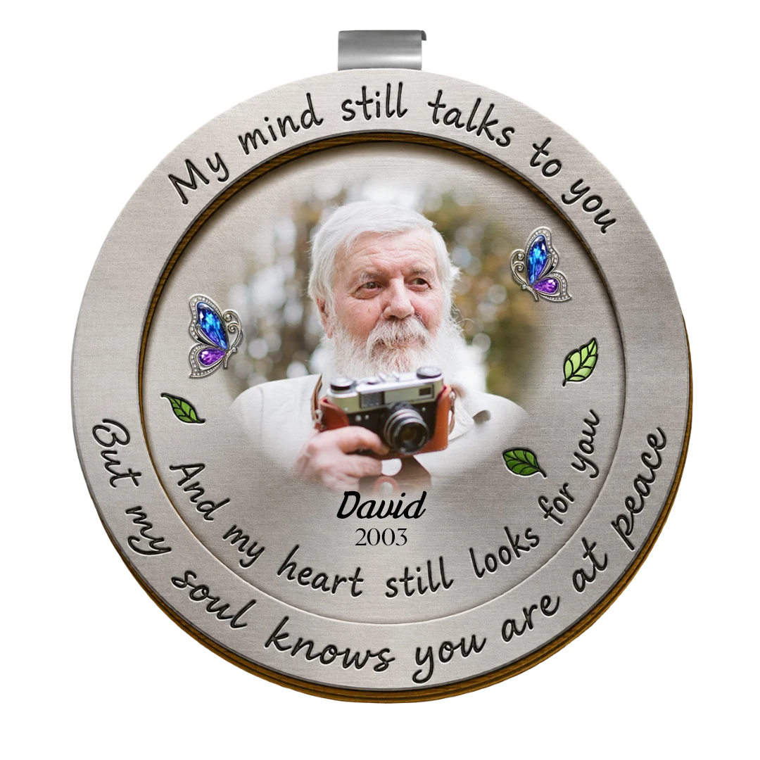 Custom Photo Memorial My Mind Still Talks To You - Personalized Custom Shaped Car Visor Clip