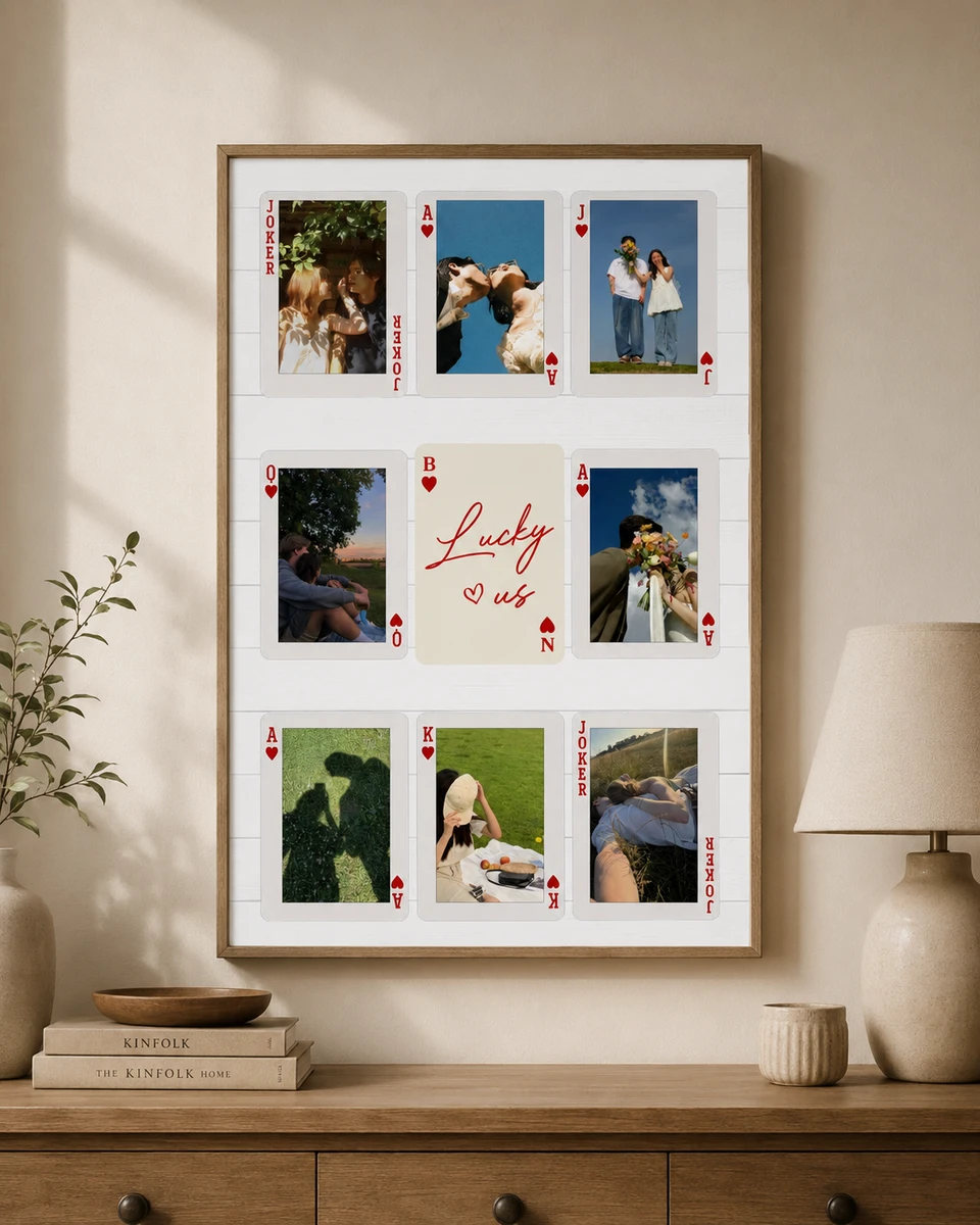 Custom Photo Playing Card Couple Lucky In Love - Personalized Poster