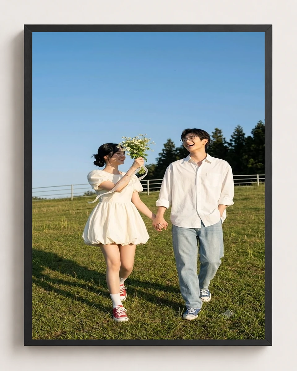 Custom Photo Wall Art – Personalized Couple Portrait Poster, Anniversary Gift