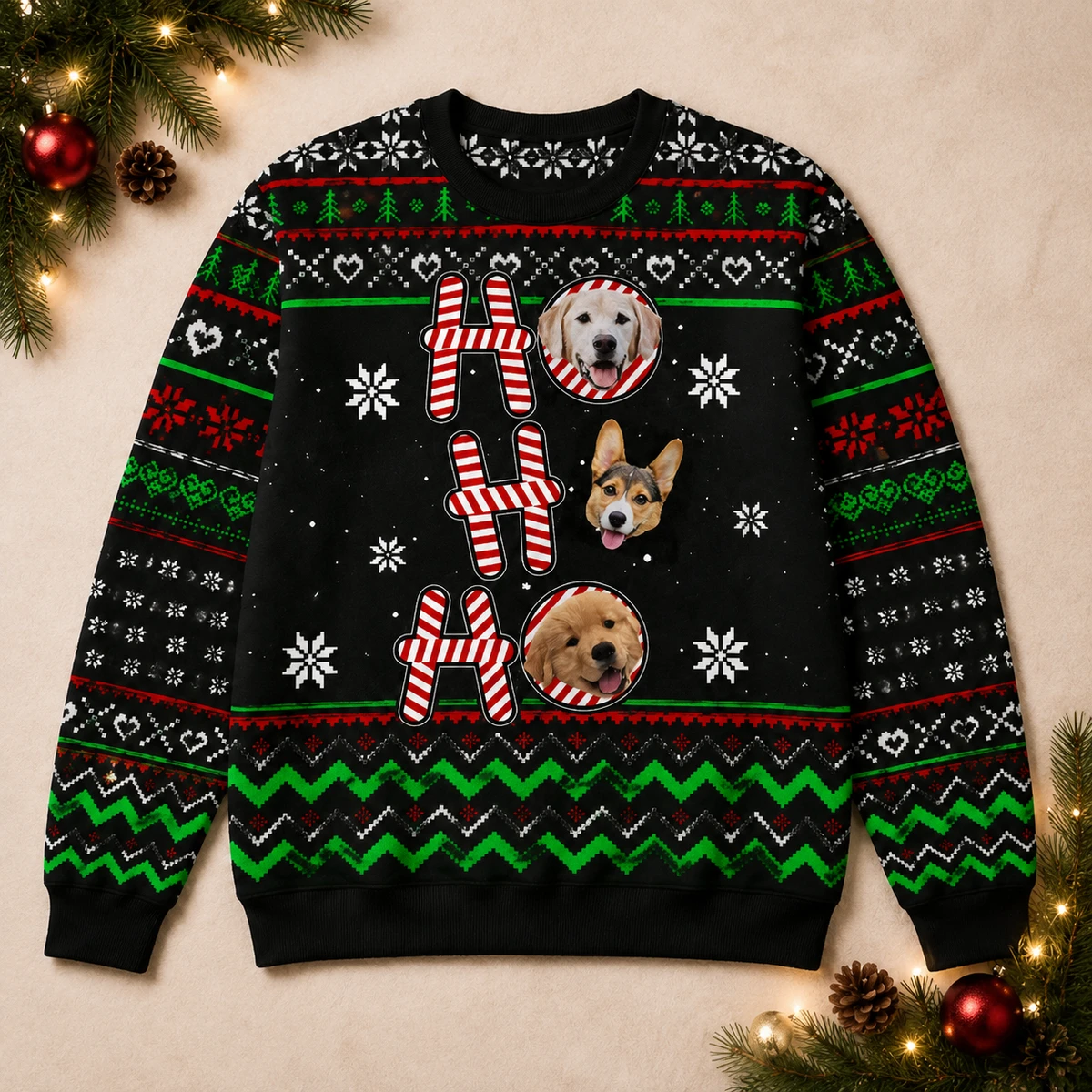 Custom Pet Photo Christmas Sweatshirt - Personalized Christmas Party Sweater