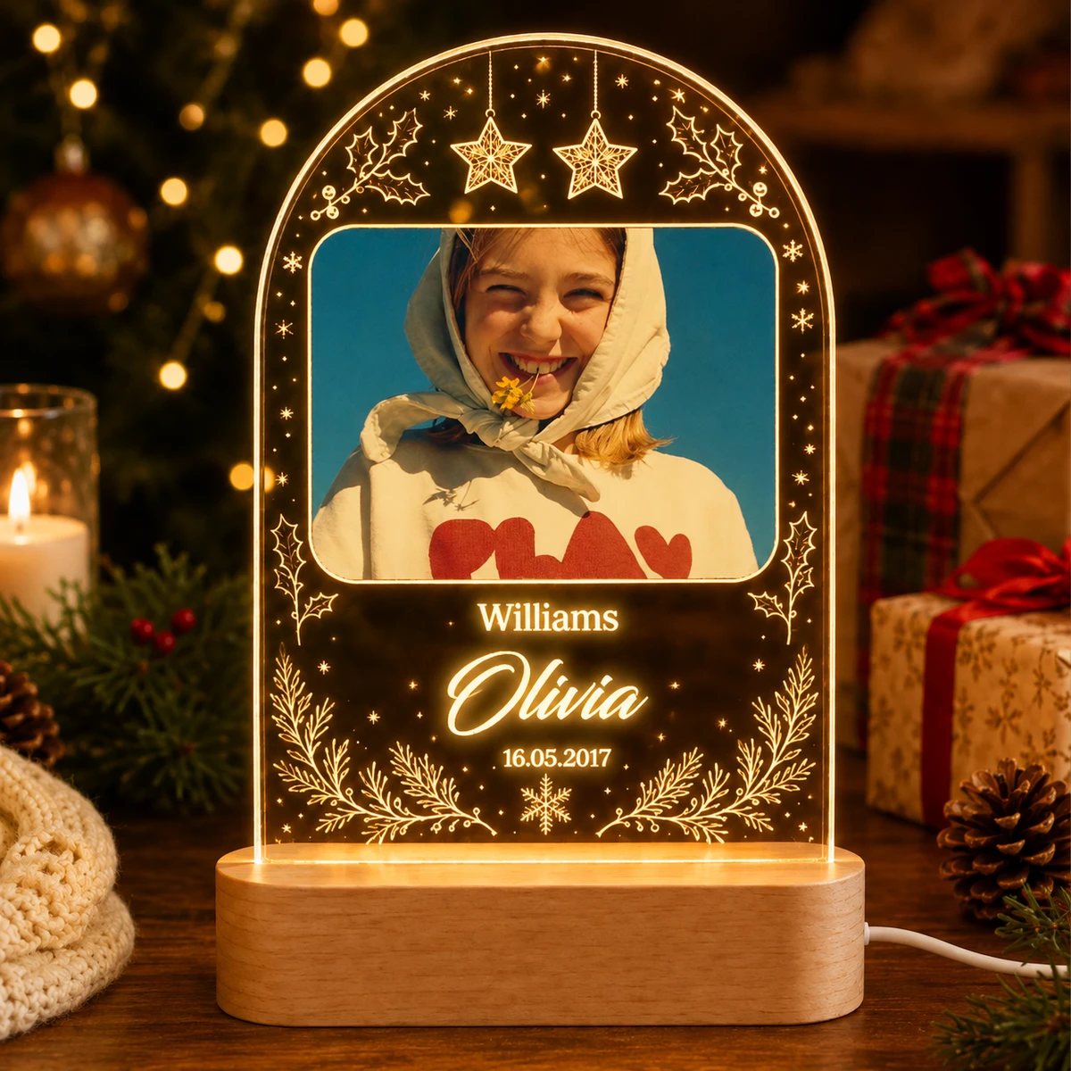 Personalized "Arch Photo & Milestone" Led Acrylic Night Light