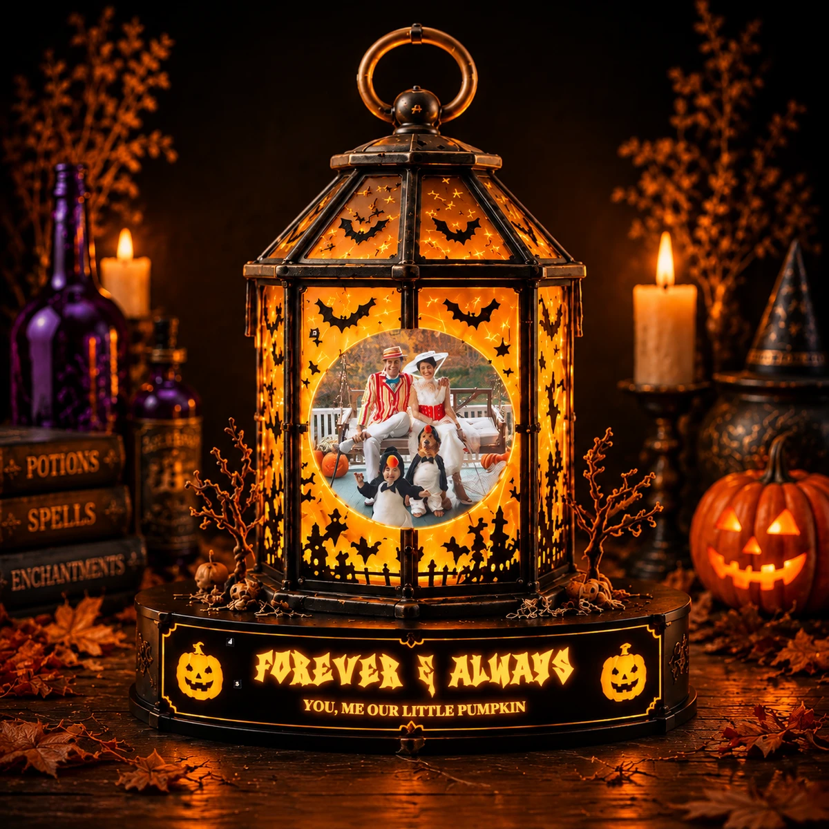 Personalized "Vintage Lantern" Family Photo Halloween Led Night Light