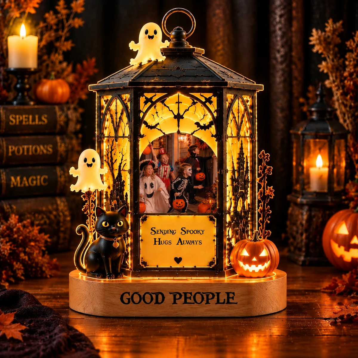 Personalized "Hexagon Lantern" Family Photo Halloween Led Night Light