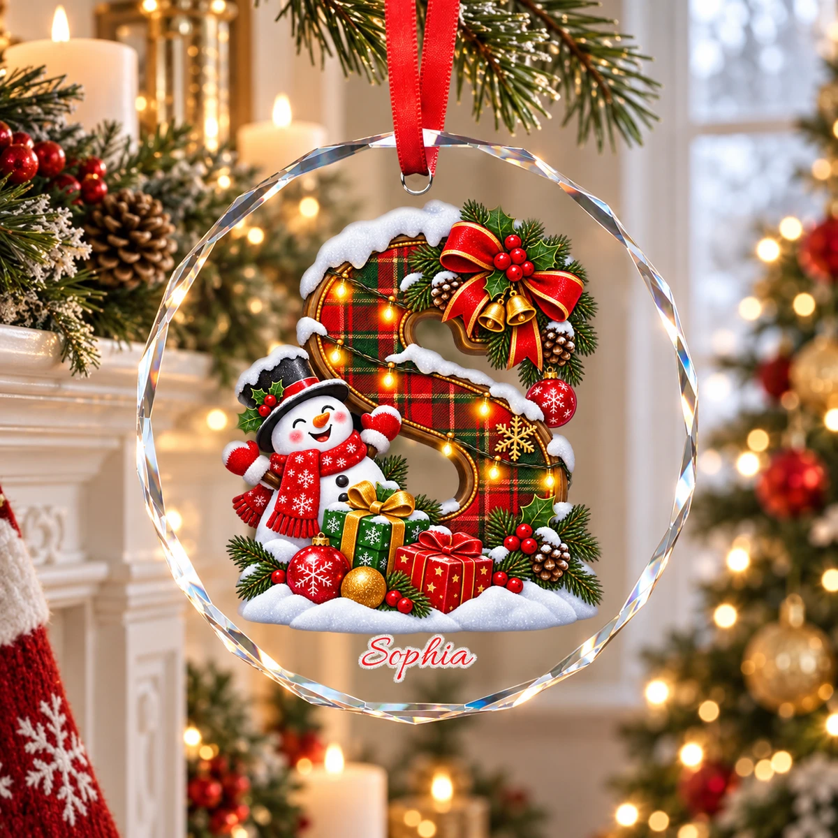Custom Alphabet Christmas - Personalized Glass Ornament