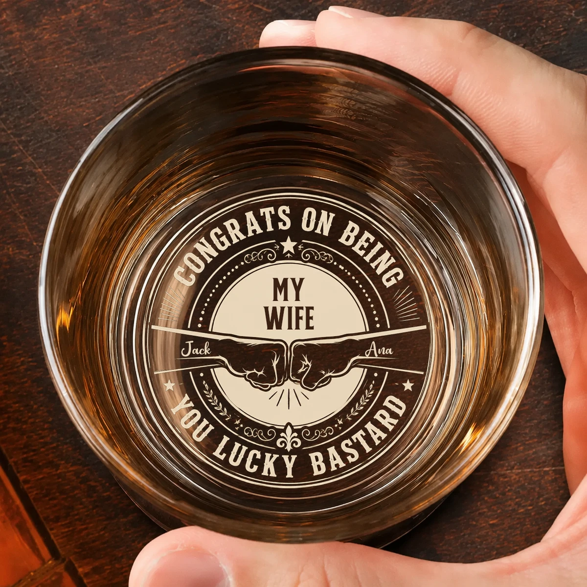 Congrats On Being My Brother You Lucky Man - Personalized Engraved Whiskey Glass