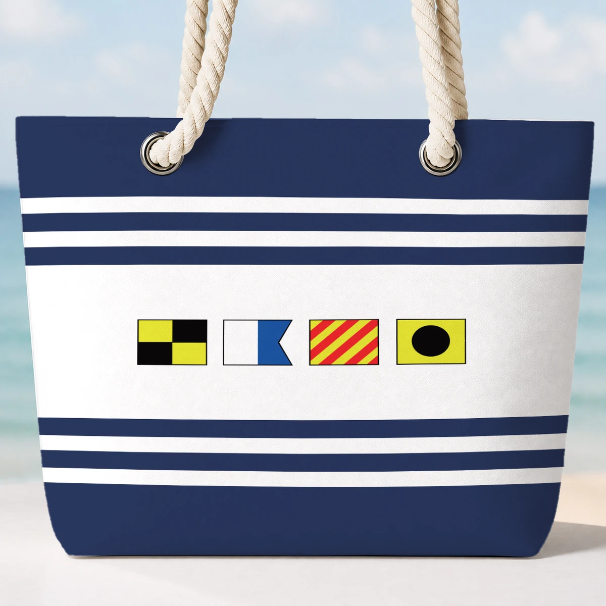 Name In Nautical Flags - Personalized Beach Bag