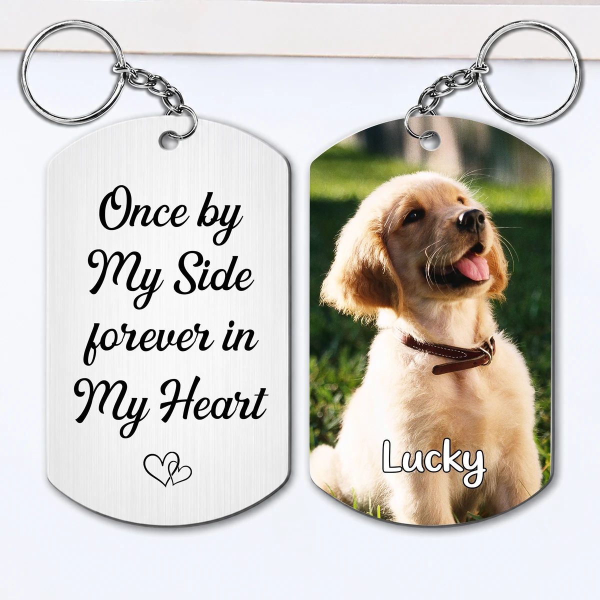 Custom Photo Once By My Side - Memorial Gift For Dog Lovers, Cat Lovers - Personalized Aluminum Keychain