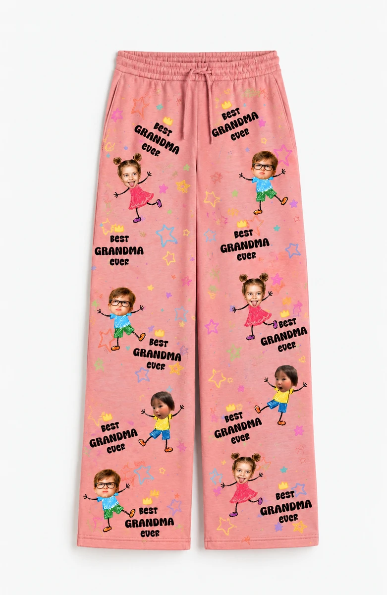 Custom Photo Best Grandma Nana Mom Ever - Personalized Pajama Pants