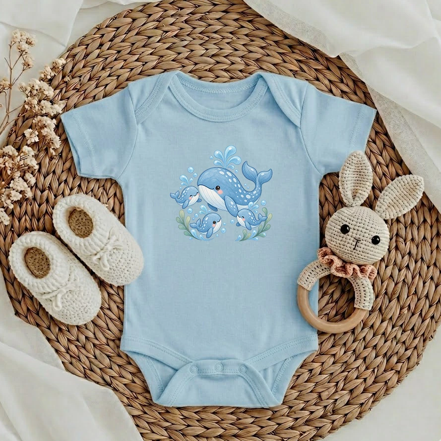 Personalized Baby Bodysuit With Embroidered Name And Cute Animal Pattern - Personalized Bodysuit
