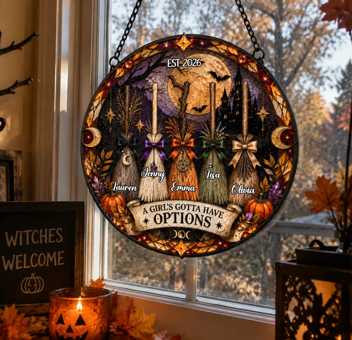 Custom A Girl'S Gotta Have Options Halloween Suncatcher
