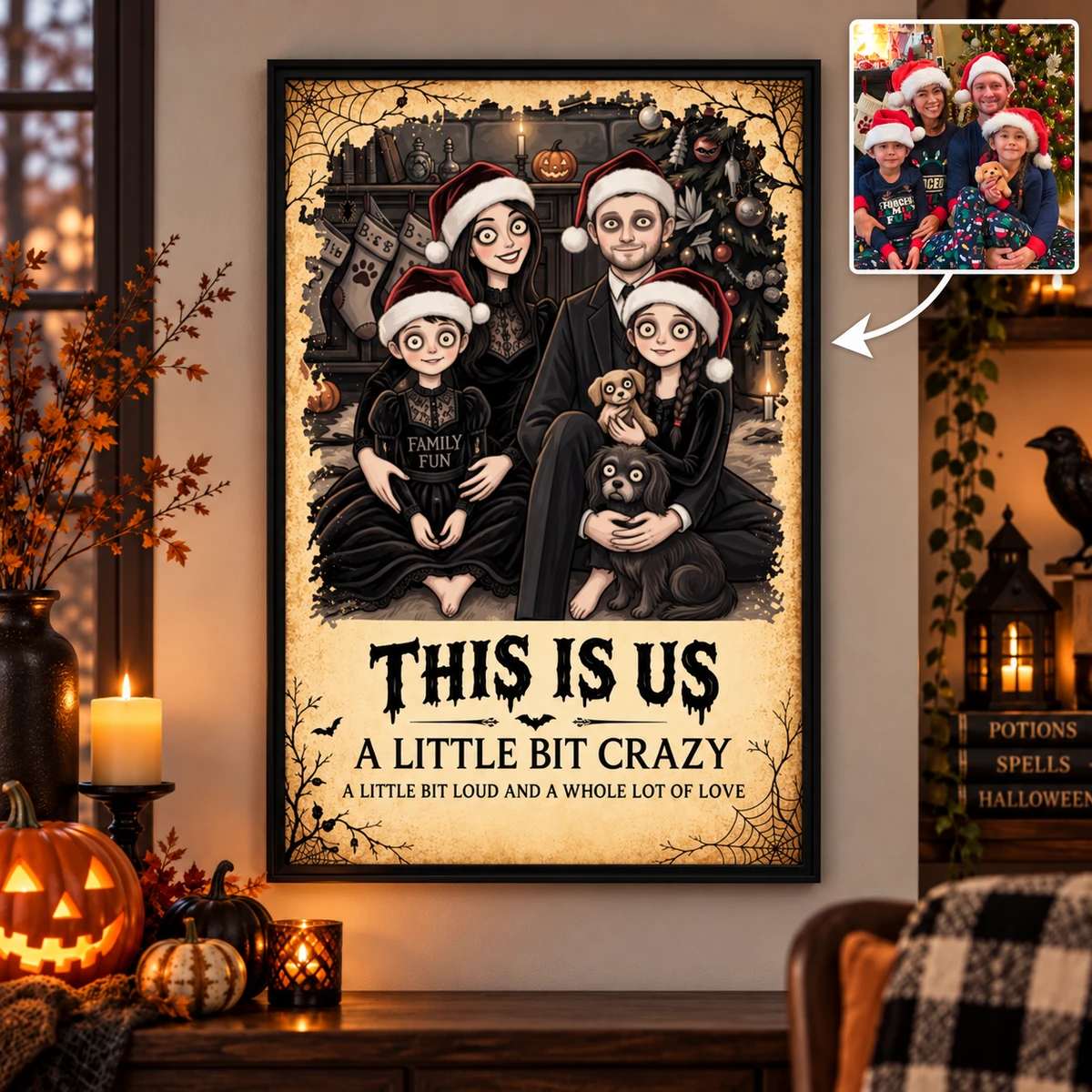 Personalized Halloween Poster Custom Family Photo – This Is Us Crazy Family Halloween Wall Decor Gift