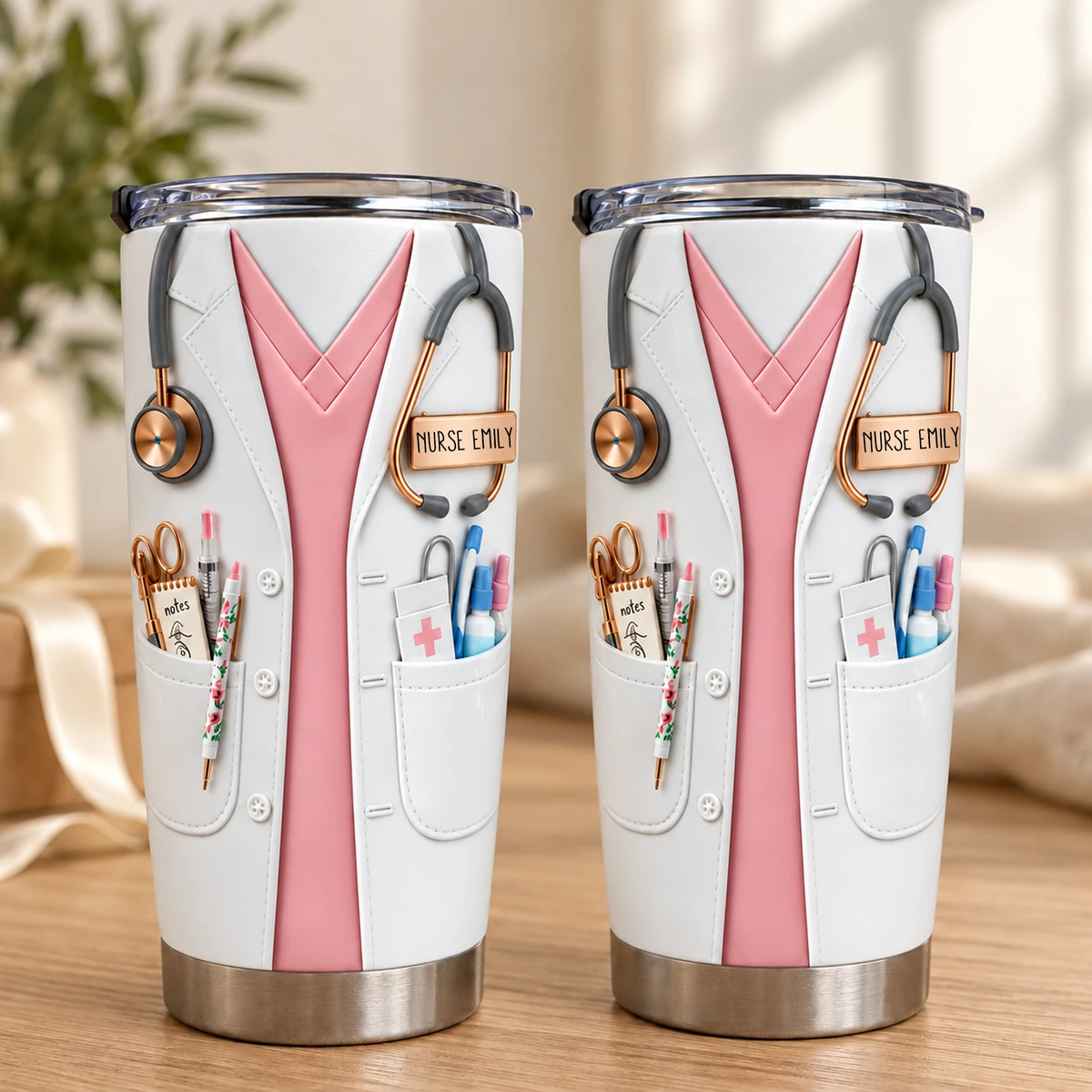 Personalized Nursing Tumbler 20oz, Custom Nurse Name Medical Uniform Stainless Steel Cup