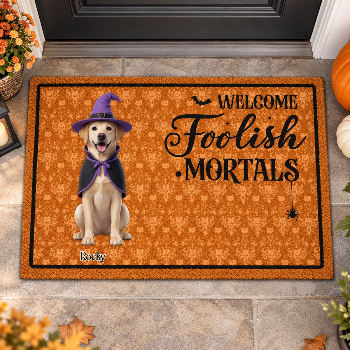 Welcome Foolish Mortals Pet Welcome Mat - Personalized Pet Doormat
