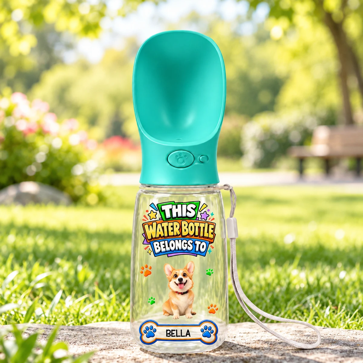 This Water Bottle Belongs To - Personalized Pet Water Bottle With Drinking Feeder