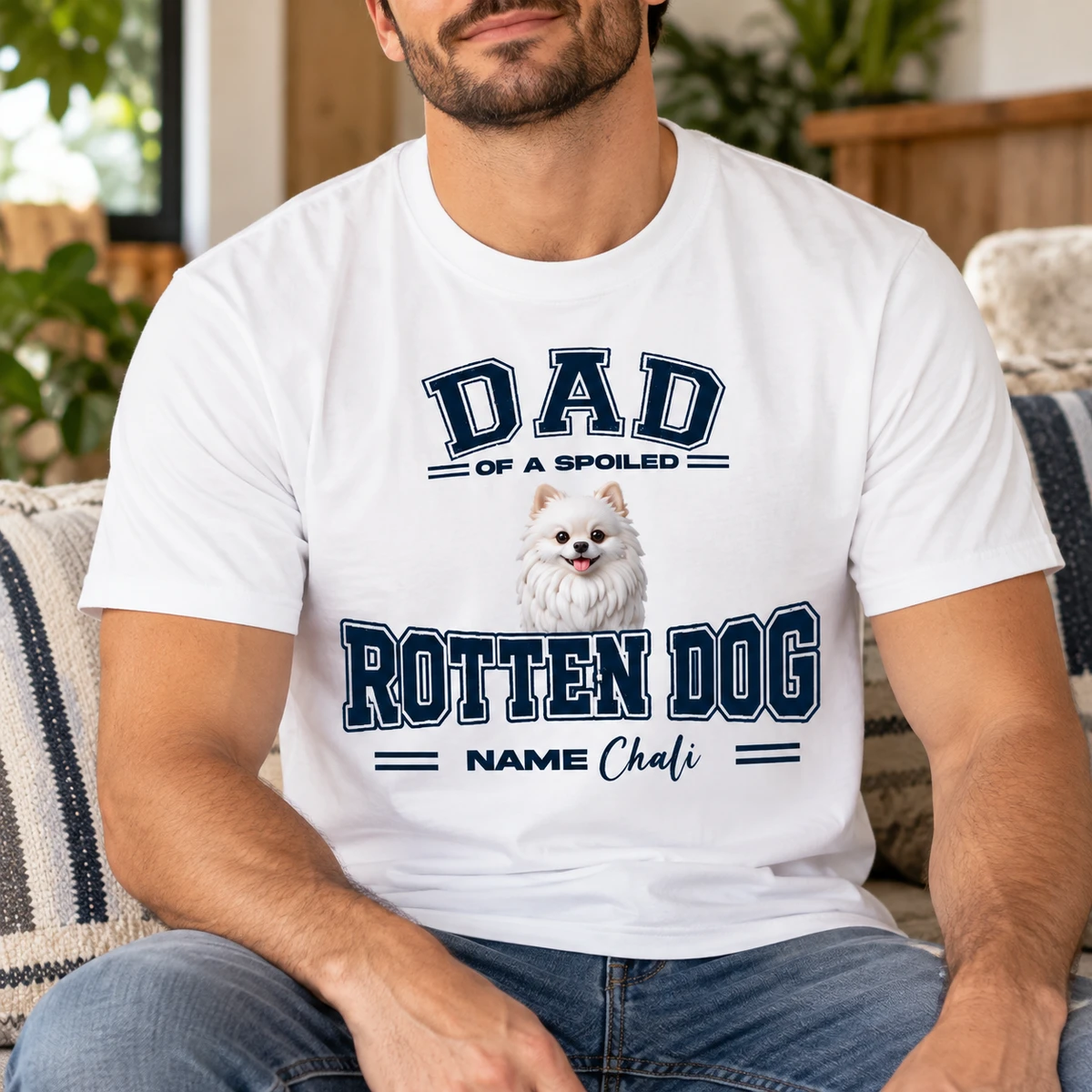 Lovely Spoiled Rotten Dog Chibi Cartoon Ver Christmas Photo - Personalized Unisex T-Shirt