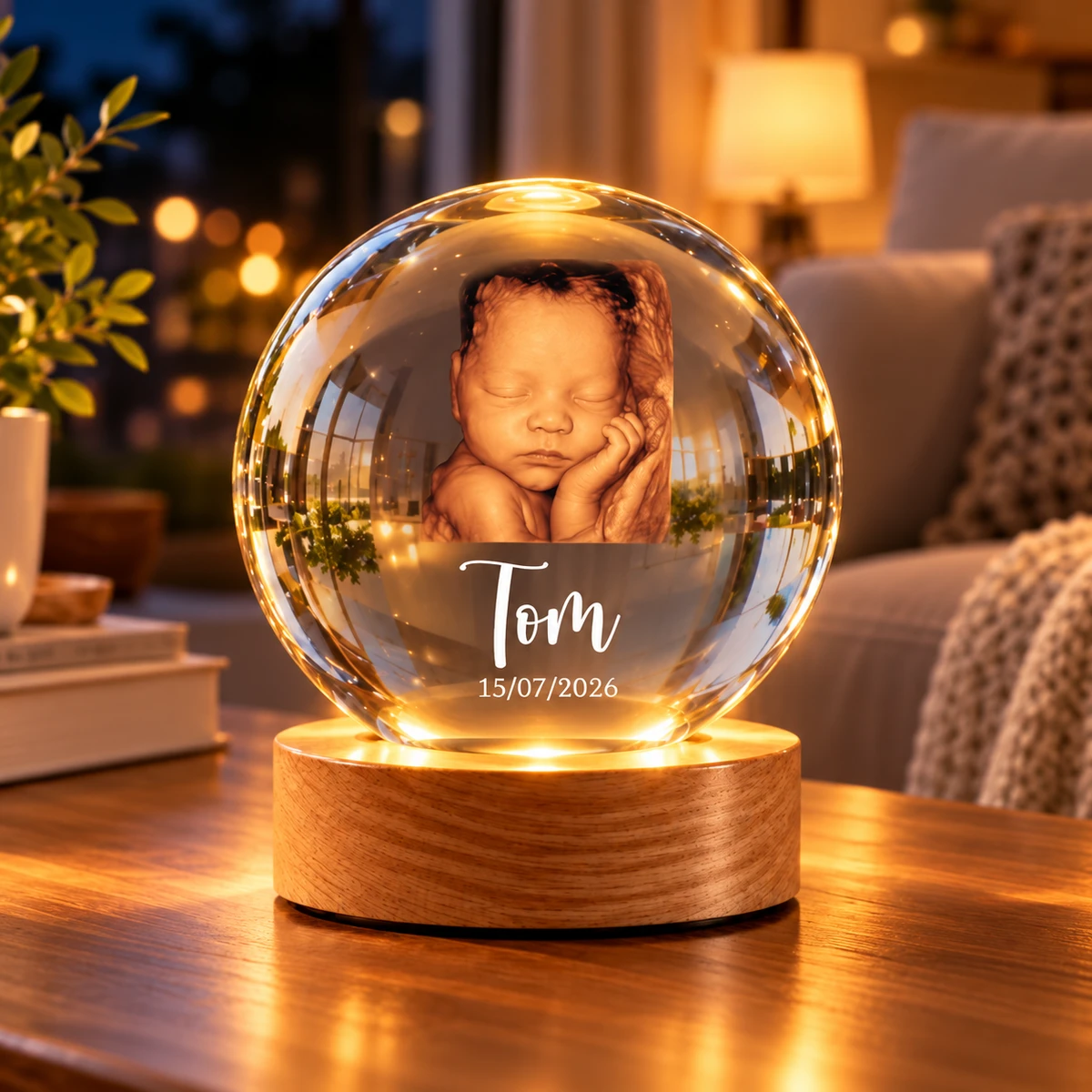 Custom Photo Baby Ultrasound - Personalized Crystal Globe Lamp