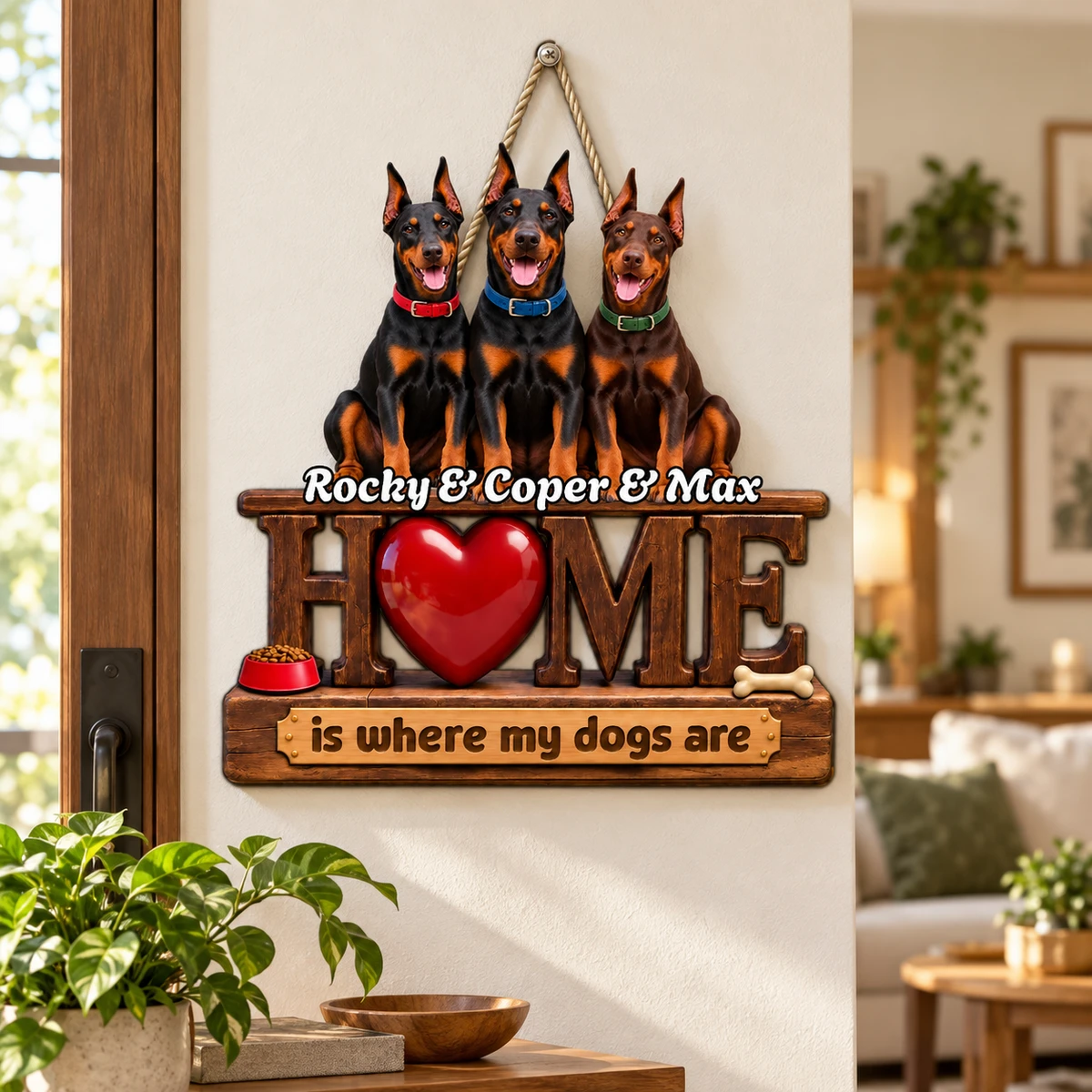 Dogs Make It Home Photo - Personalized Wood Sign