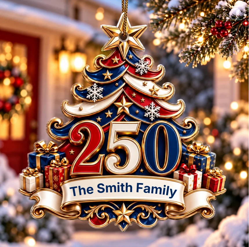 250 Years Of Freedom Christmas Tree - Personalized Custom Shaped Acrylic Ornament