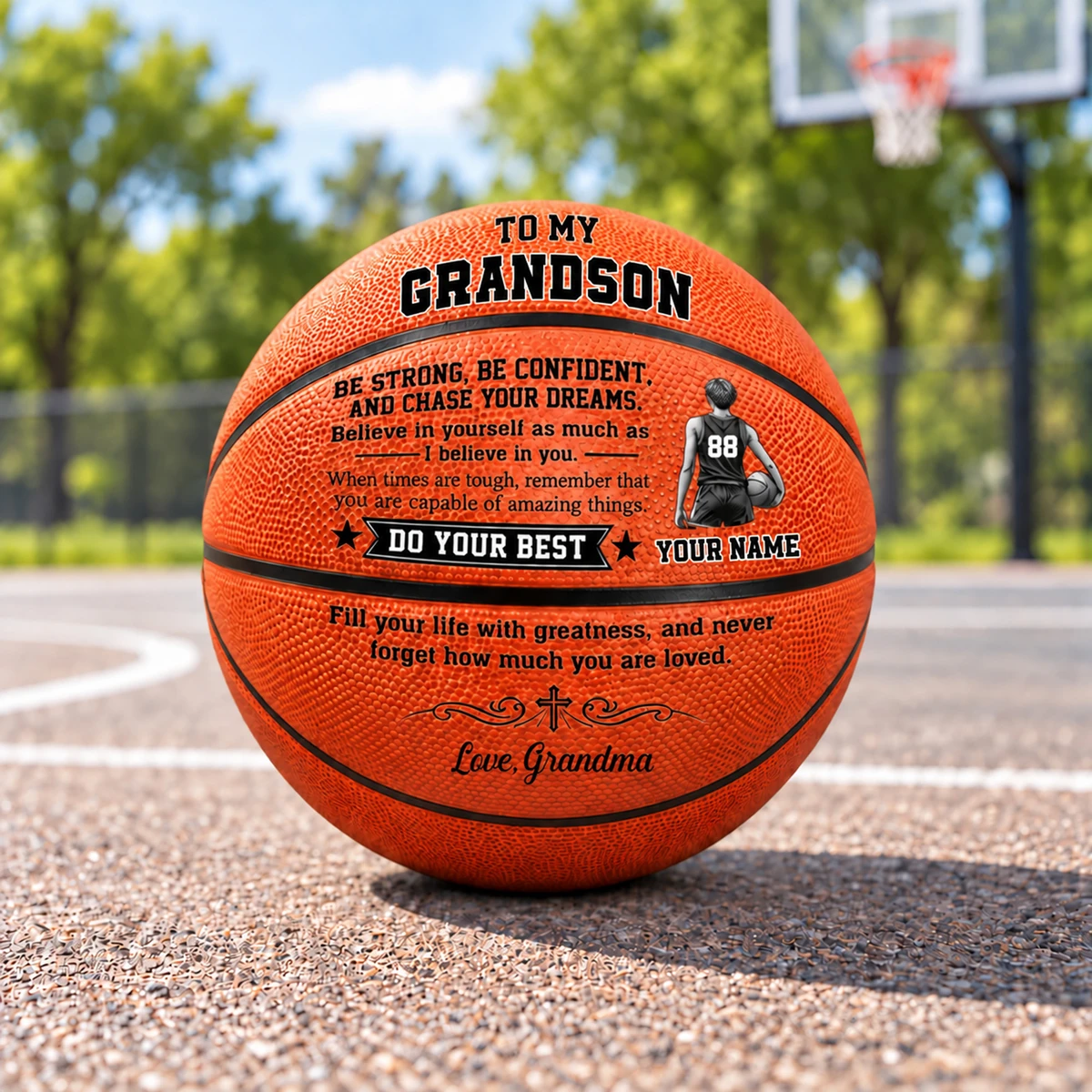 Personalized Basketball Custom Name – To My Grandson Inspirational Basketball Gift, Sports Keepsake For Grandson